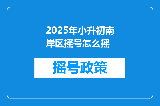 2025年小升初南岸区摇号怎么摇