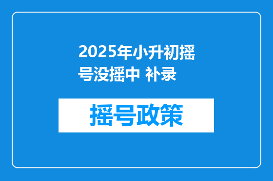 2025年小升初摇号没摇中 补录
