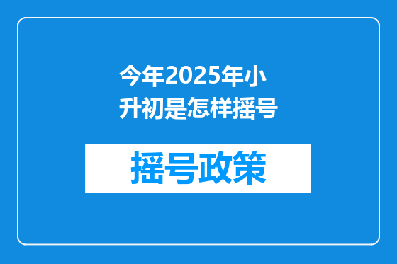 今年2025年小升初是怎样摇号