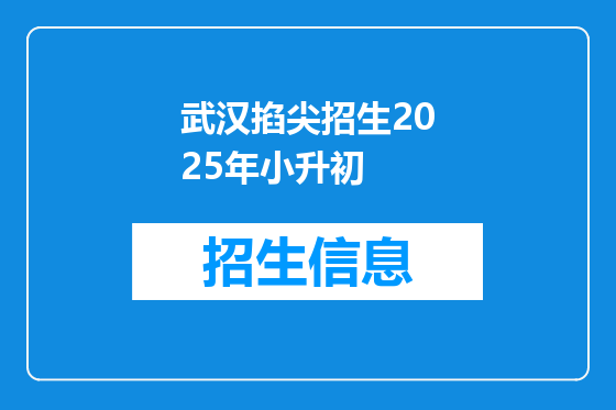 武汉掐尖招生2025年小升初