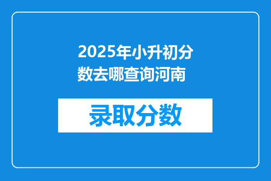 2025年小升初分数去哪查询河南