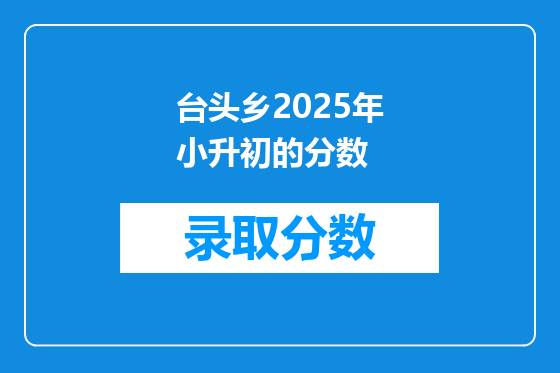 台头乡2025年小升初的分数