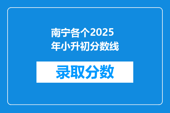 南宁各个2025年小升初分数线