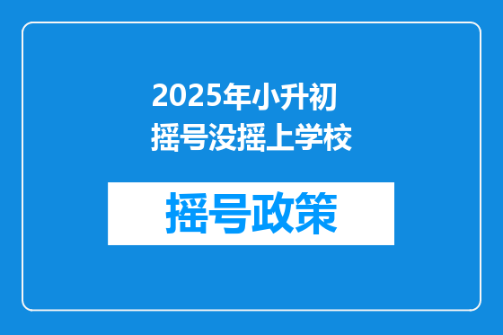 2025年小升初摇号没摇上学校