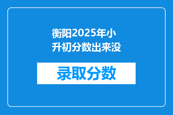 衡阳2025年小升初分数出来没