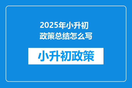 2025年小升初政策总结怎么写