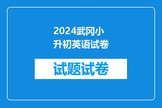 2024武冈小升初英语试卷