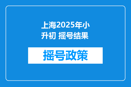 上海2025年小升初 摇号结果