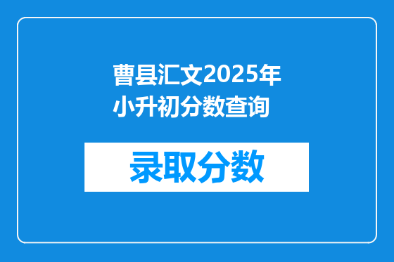 曹县汇文2025年小升初分数查询