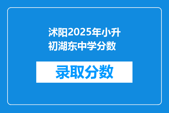 沭阳2025年小升初湖东中学分数