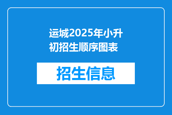 运城2025年小升初招生顺序图表