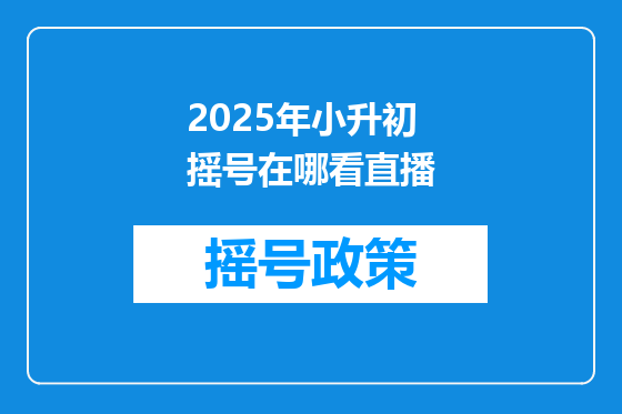 2025年小升初摇号在哪看直播