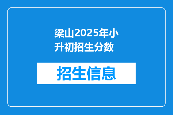 梁山2025年小升初招生分数