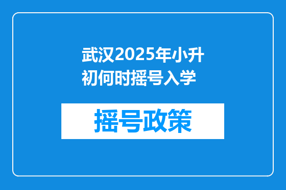 武汉2025年小升初何时摇号入学