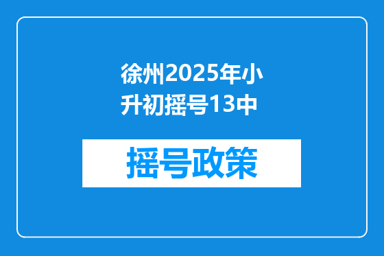 徐州2025年小升初摇号13中