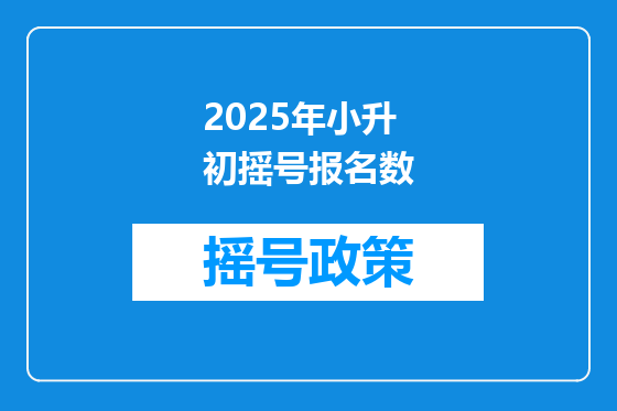2025年小升初摇号报名数