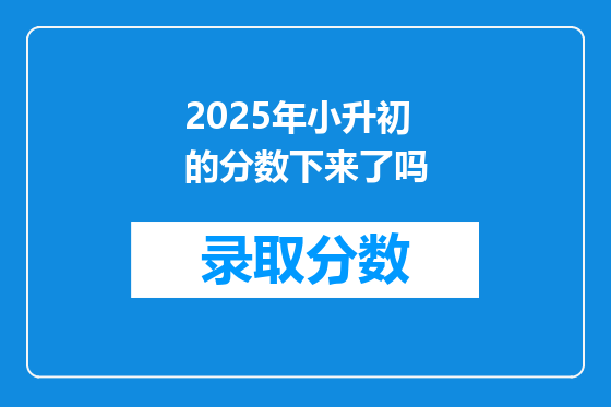 2025年小升初的分数下来了吗