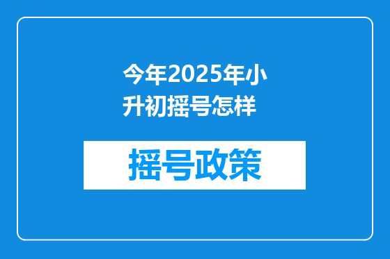 今年2025年小升初摇号怎样