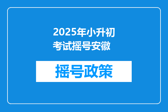 2025年小升初考试摇号安徽