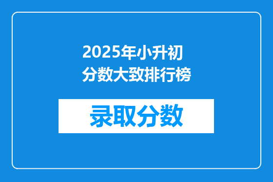 2025年小升初分数大致排行榜