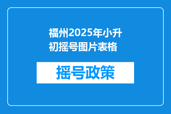 福州2025年小升初摇号图片表格