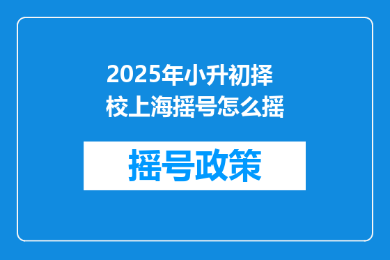 2025年小升初择校上海摇号怎么摇