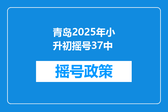 青岛2025年小升初摇号37中