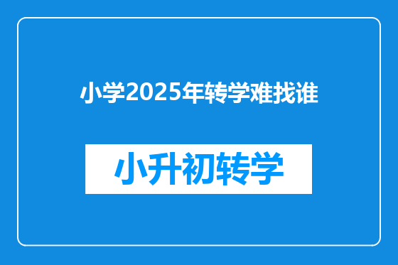 小学2025年转学难找谁