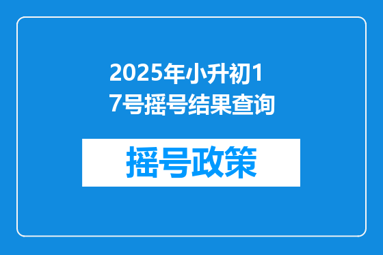 2025年小升初17号摇号结果查询