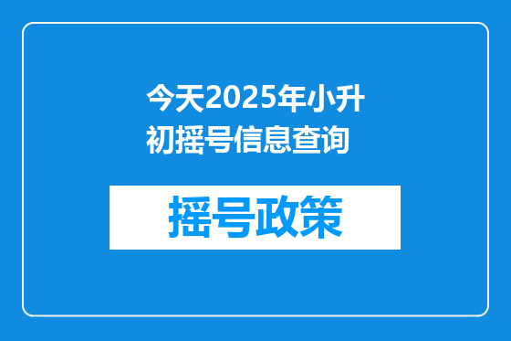 今天2025年小升初摇号信息查询