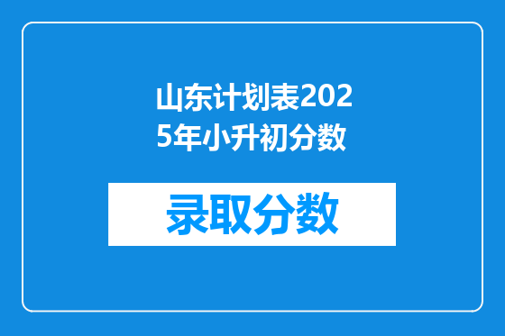 山东计划表2025年小升初分数