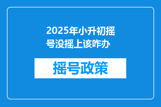 2025年小升初摇号没摇上该咋办