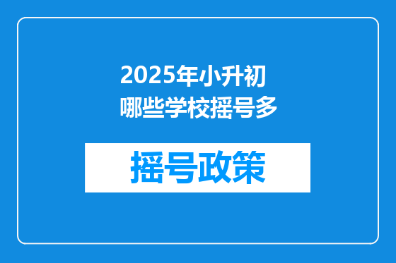 2025年小升初哪些学校摇号多
