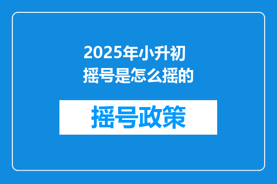 2025年小升初摇号是怎么摇的