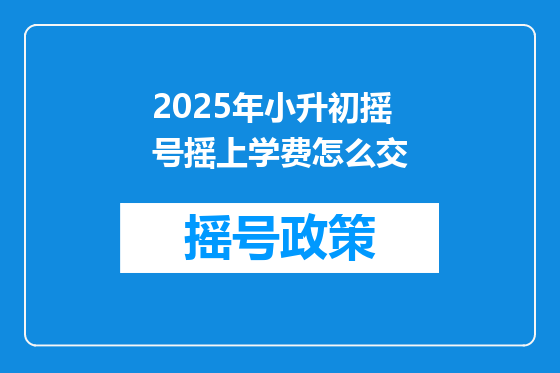 2025年小升初摇号摇上学费怎么交