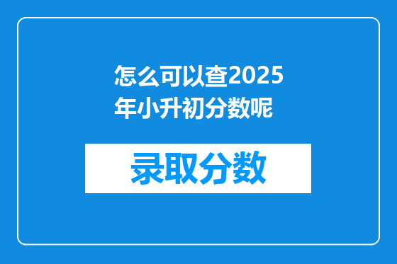 怎么可以查2025年小升初分数呢
