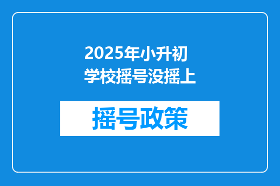 2025年小升初学校摇号没摇上