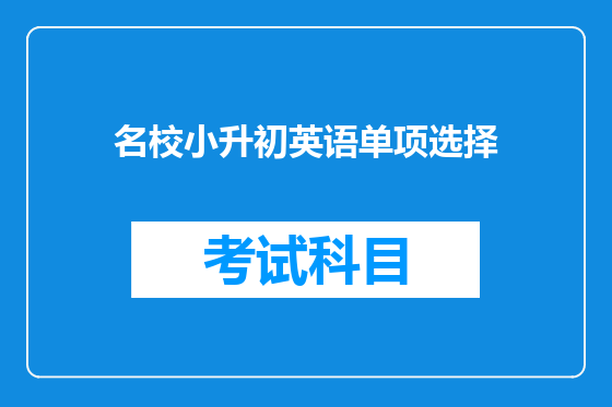 名校小升初英语单项选择