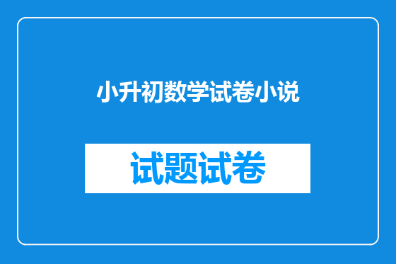 小升初数学试卷小说