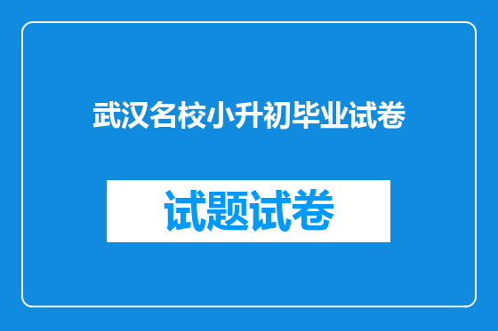 武汉名校小升初毕业试卷
