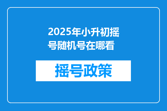 2025年小升初摇号随机号在哪看