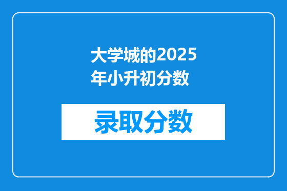 大学城的2025年小升初分数