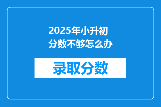 2025年小升初分数不够怎么办