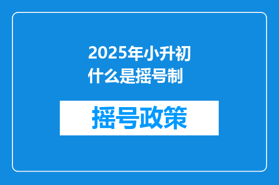 2025年小升初什么是摇号制
