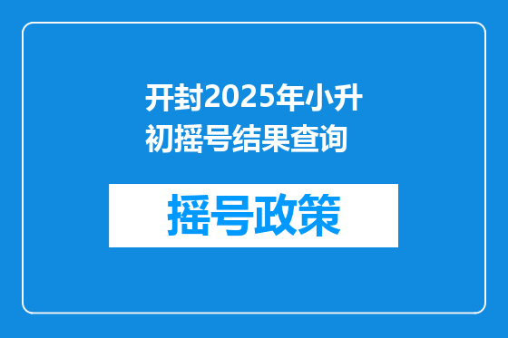 开封2025年小升初摇号结果查询