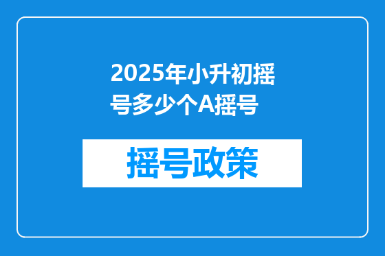 2025年小升初摇号多少个A摇号