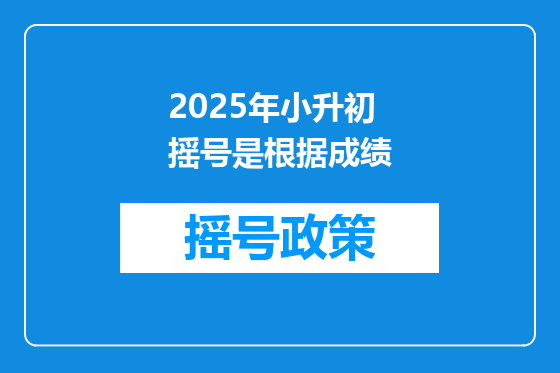 2025年小升初摇号是根据成绩