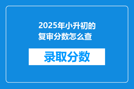 2025年小升初的复审分数怎么查
