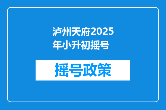 泸州天府2025年小升初摇号