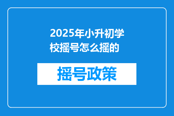 2025年小升初学校摇号怎么摇的